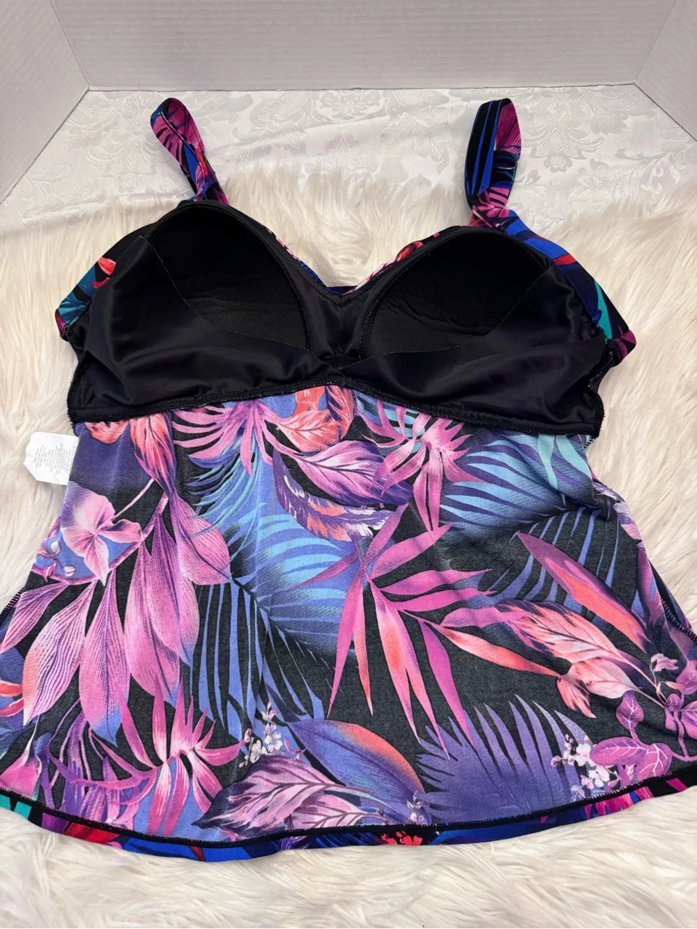 Trimshaper Plus 16 Tankini Swimsuit Top Floral Draped Modest Slimming Resortwear